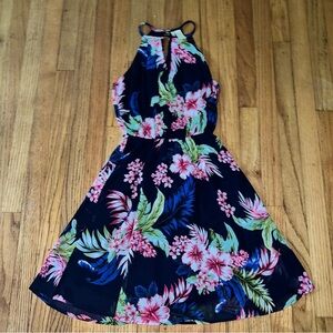 1.Japna Navy blue floral casual dress